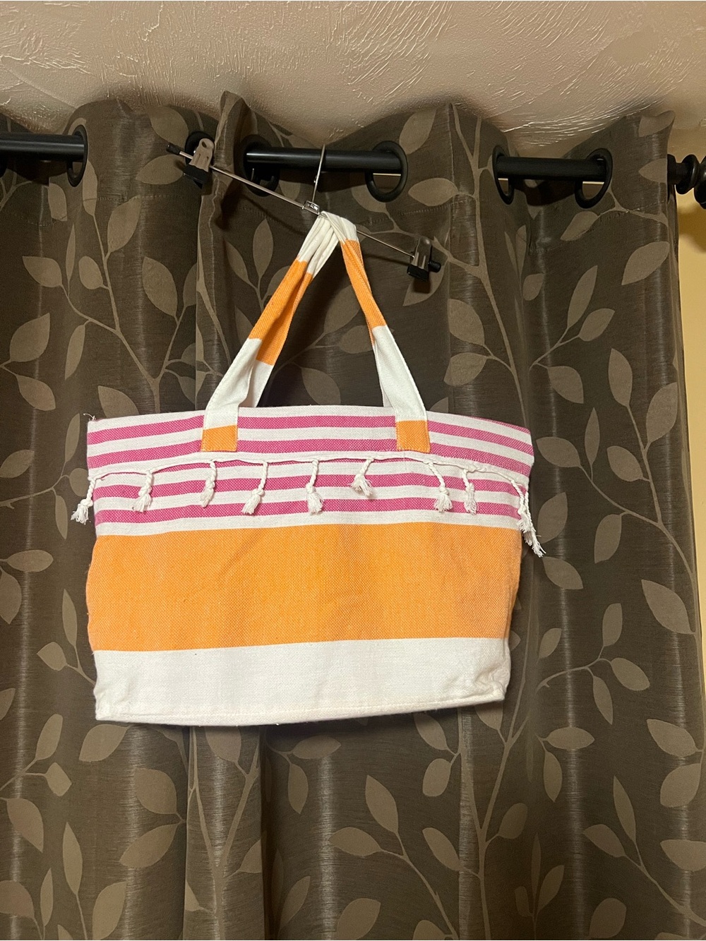 Striped Pink & Orange Tote Bag